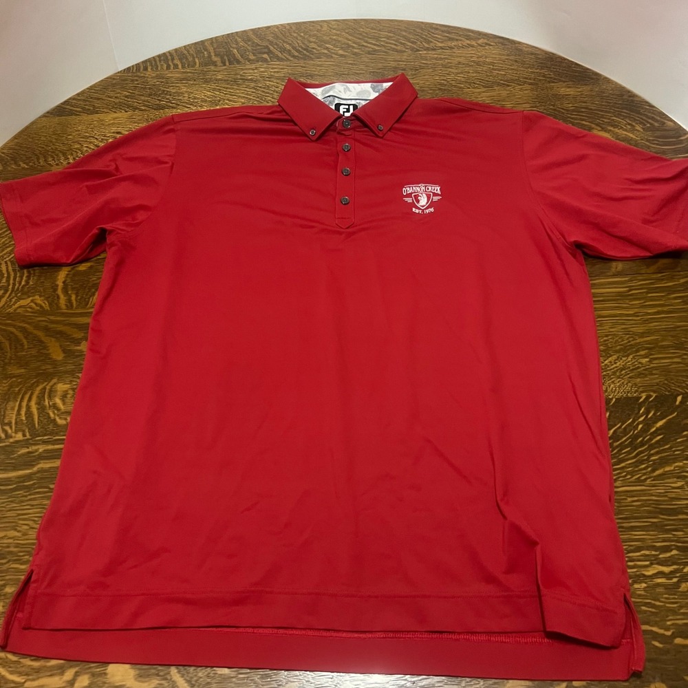 FootJoy Polo Shirt Mens 2XL Red O'Bannon Creek Golf Short Sleeve Button Down
